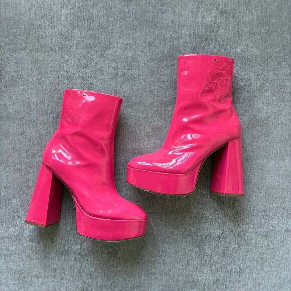 Larroudé Shoes - $500 Larroudé Dolly Boots in Pink Patent Leather